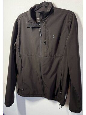 Free Country Mens S Zip Up Jacket Water/Wind Resistant Fleece Lined Stretch Blac